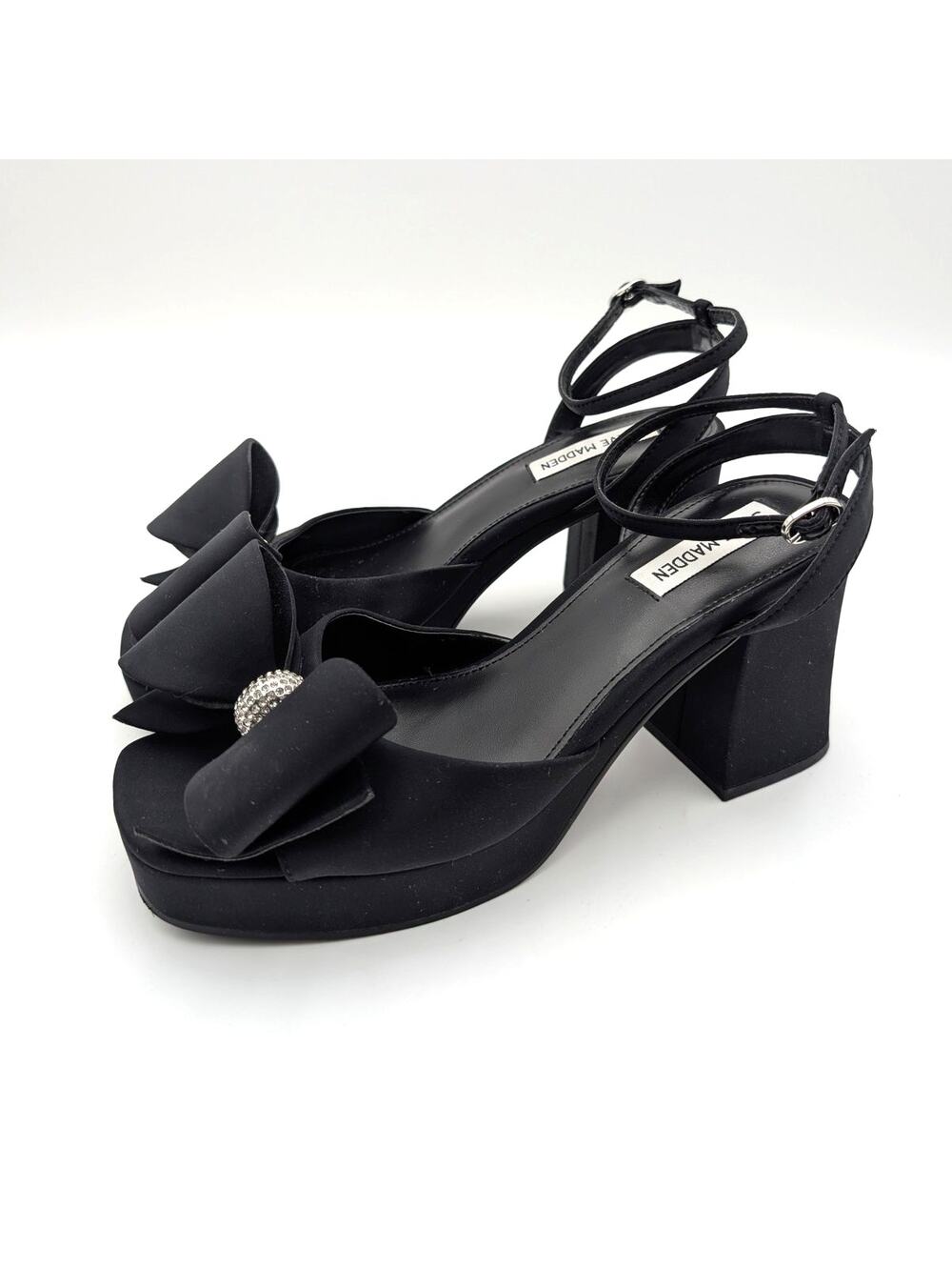 Steve Madden Aerin Bow Platform Sandals Women's Black Size US9M EU39.5